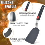 A set of three black and grey Beijiyi silicone spatulas with stainless steel cores and comfortable handles.