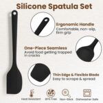 A complete 9-piece set of black silicone spatulas, including various shapes for cooking and baking tasks.