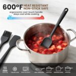 A complete 9-piece set of black silicone spatulas, including various shapes for cooking and baking tasks.