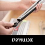 Two cooking tongs, one 7-inch and one 9-inch, with brushed stainless steel handles and black silicone tips, in a kitchen sett