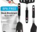 Three di Oro Living silicone spatulas with silver and black handles arranged on a clean kitchen surface, ready for use.