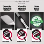 A complete set of 41 Home Hero stainless steel and black silicone kitchen utensils, including measuring cups and spoons.