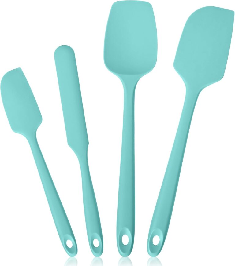 Lilybeam 600°F Heat Resistant Silicone Spatula Spoonula Set of 4, Aqua Sky