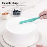 Four Aqua Sky silicone spatulas and spoonulas from Lilybeam, arranged for cooking and baking tasks.