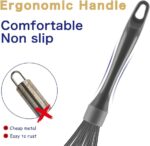 A gray OYV 12-inch silicone whisk with a comfortable handle, ideal for non-stick cookware.