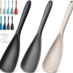 A set of three VITEVER silicone spoonulas in black, gray, and khaki colors, ideal for nonstick cookware.