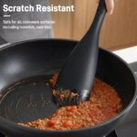 A set of three VITEVER silicone spoonulas in black, gray, and khaki colors, ideal for nonstick cookware.